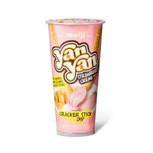 Meiji Yanyan Crispy Cream Cracker Sticks with Strawberry Creme Dip, 2oz Snacks with Animal Facts, Crispy Cream Crackers Meiji Yanyan Crispy Cream Cracker Sticks with Strawberry Creme Dip, 2oz Snacks with Animal Facts, Crispy Cream Crackers