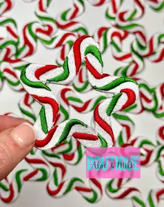 Christmas Candycane Star, candy cane patches, vintage patches, vintage christmas, christmas patches