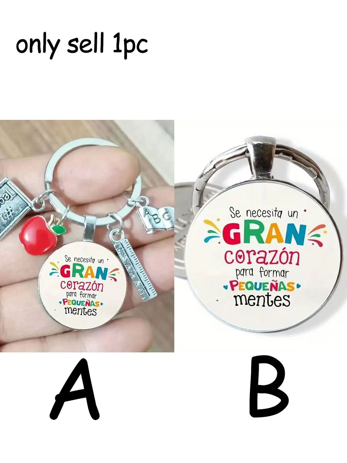 Teacher Appreciation Keychain, Alloy Keyring with Apple, Ruler & Book Charms, Ideal Gift for Educators and Students