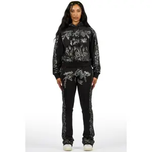 Alaena Black Rhinestone Stacked Trackset