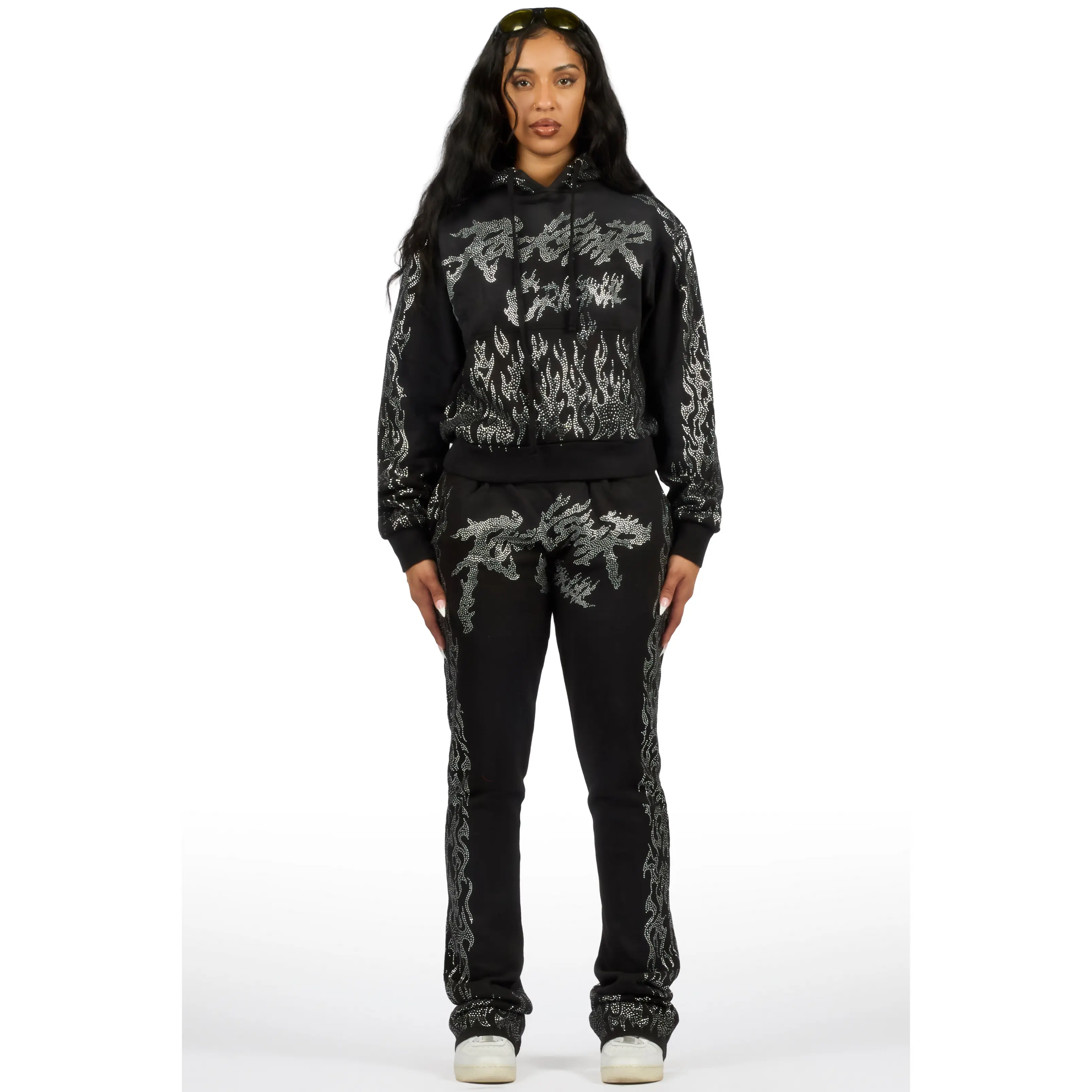 Alaena Black Rhinestone Stacked Trackset