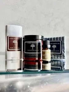 START SMALL BUNDLE -Charcoal Patchouli Soap, -Frankincense Essential Oil Mini, -Patchouli Deo Stick, -Miracle Body Balm