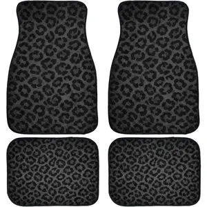 Black Leopard Car Floor Mats Set of 4 Leopard Print Carpet Front Rear Carpets Mat Decorative Car Floor Carpets Non-Slip Auto Car Accessories Universal Fit Car Accessories for Truck