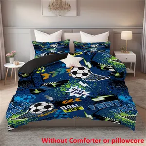 3-Piece Bedding Set with Lightning Football Print, Soft Comfortable Fabric, Zipper Design, Perfect for Bedroom