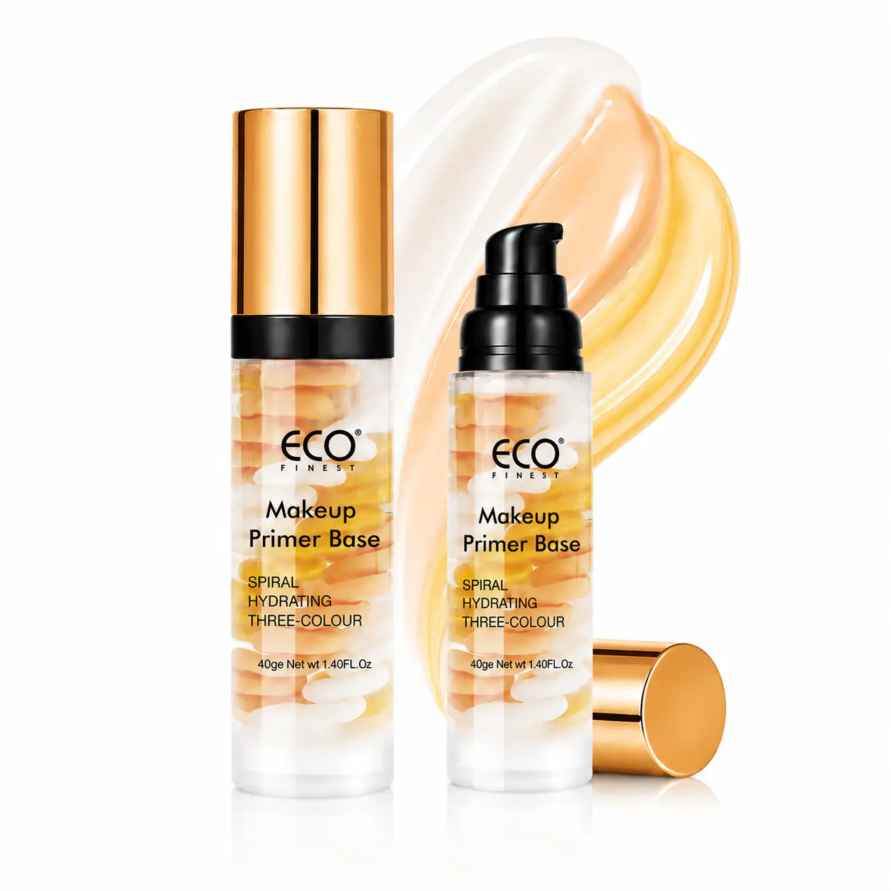ECO Finest Tri-color Hydrating Makeuo primer, Spiral Serum Primer for Glass Glow Skin,  Pore Minimizing Smoothing Base base