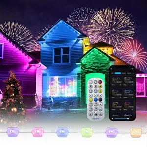 100FT  Outdoor Solar Eaves Light, APP/Voice/Remote Control RGBIC Smart Eaves Light, Led Rgb Lights, IP67 Waterproof Rating, With Installation Tools, Suitable for Outdoor Lighting of Houses, as Well as Festive Decorations