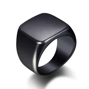 Fashion Hip-Hop Square Ring Unisex Stainless Steel Smooth Jewelry for Men & Women 18mm Width US Size 8-9 Geometric Design Daily Wear