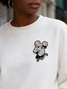 Funny Animal Enamel Pin Strong Muscle Mouse Brooch Backpack Collar Badge Fashion Jewelry for Men Women Daily Wear Gift Idea
