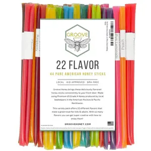 Flavored Honey Sticks - Farm Fresh US Honey Packets for Tea, Travel, Kids - Variety Flavors