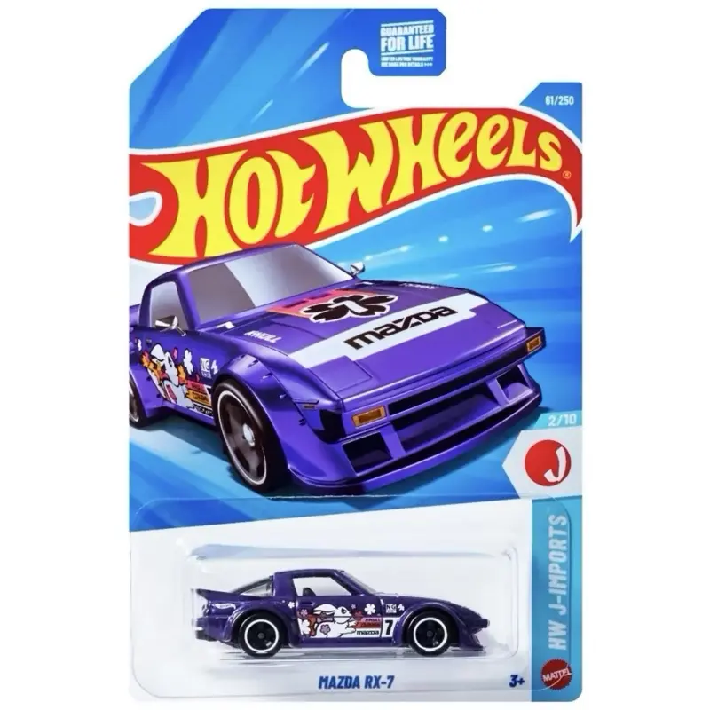 Hot Wheels Mazda RX7 1:64 Scale Diecast Car Model - 2/10 Series, 67/255 Purple Racing Edition Collectible, Model Cars, Diecast Toy