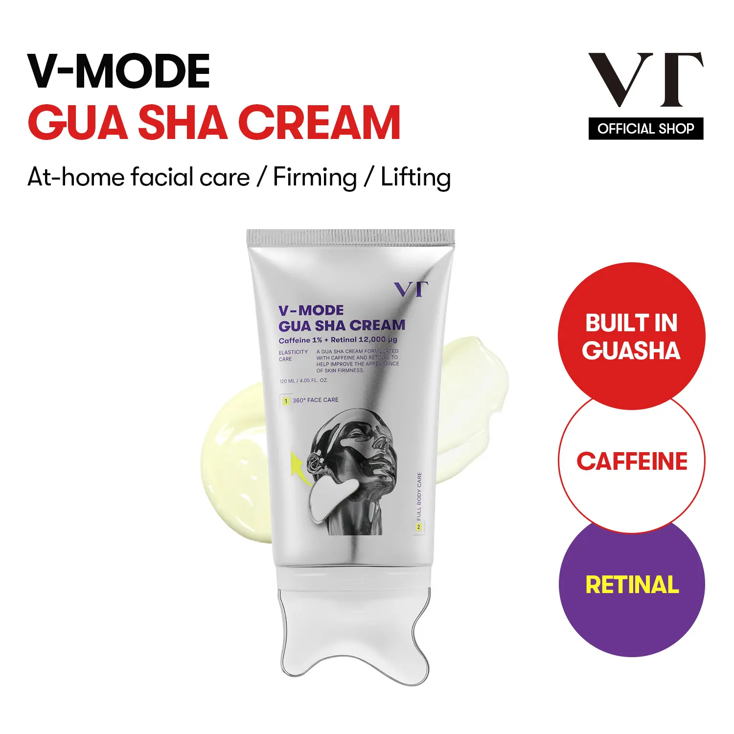 [VT COSMETICS] V-Mode GuaSha Cream, Built-In Gua Sha Massager, Lifting, Firming, Jawline, Face and Body Care