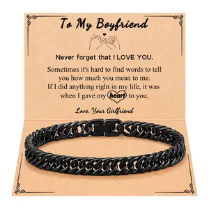 Stainless Steel Cuban Link Chain Bracelets for Men Teenage Teen Boys Gift ideas for Son Grandson Husband Boyfriend Brother Birthday Christmas Anniversary Valentines Day Graduation Gifts