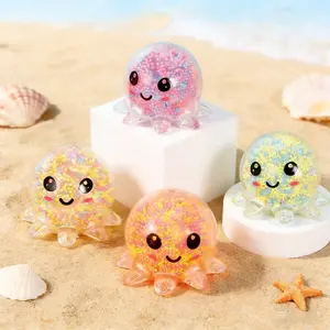 Random Color Octopus Squishy Toy - Luminous Stress Relief Squeeze Ball for Adults