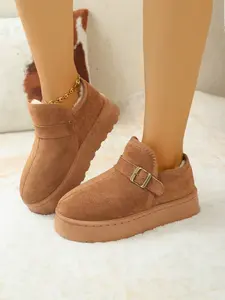 Women's Winter Faux Fur Snow Boots, Thick Sole Insulated Warm Short Cotton Walking Shoes, Anti-Slip Cold-Resistant Footwear