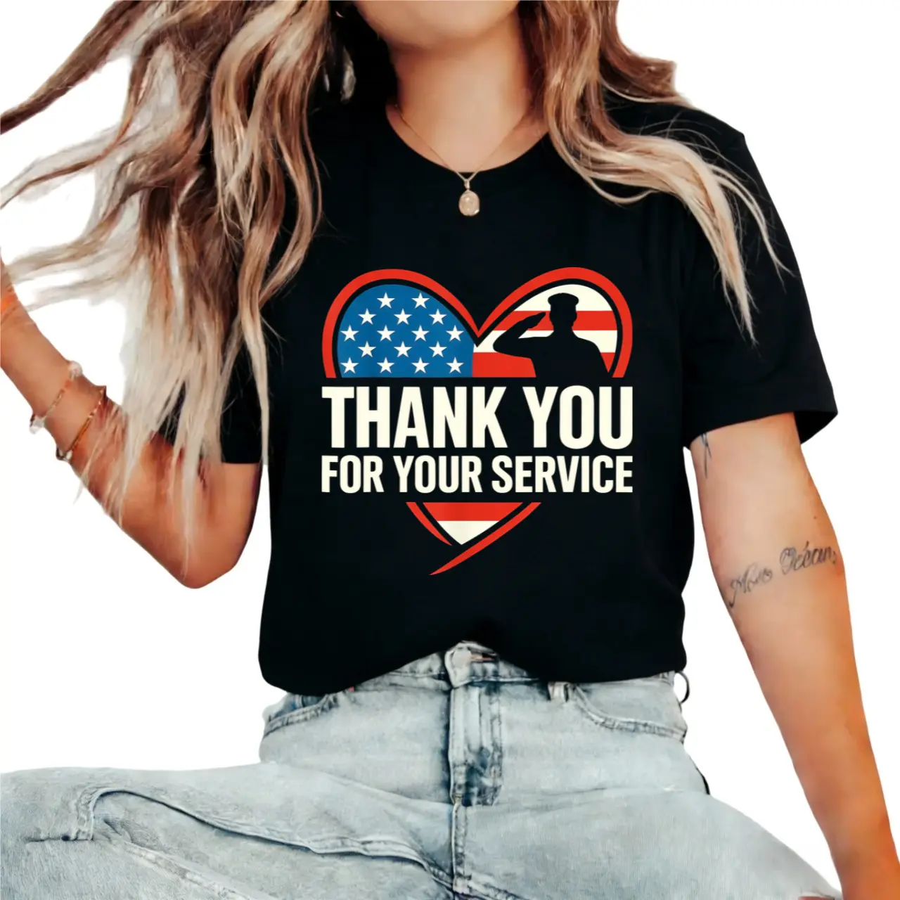 Thank You for Your Service US Flag Patriotic Veterans Day T-Shirt