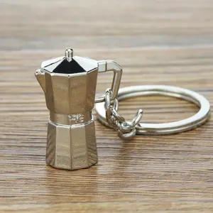 Creative Coffee Moka Pot Shape Keychain, Unisex Bag Ornament, Unique Gift for Coffee Lovers & Holiday Present Ideas