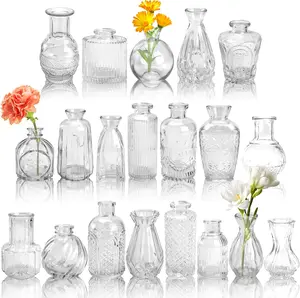 Der Rose 20 Pack Glass Bud Vase Set for Flowers Clear Bud Vase in Bulk Glass Vase for Centerpieces for Rustic Wedding Decorations Floral Arrangements Home Table Decor