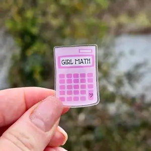 Cute Girl Math Acrylic Pin 1.25 inches long