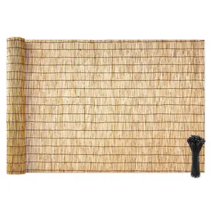 VEVOR 16.4x4 ft Natural Reed Fence Roll, Pet-Friendly Outdoor Privacy Screen with Black Zip Ties, Custom-Cut Decoration for Balcony, Breathable Backyard Garden Divider, No Piecing Required Long-Lasting Barrier (DealsForYouDays)