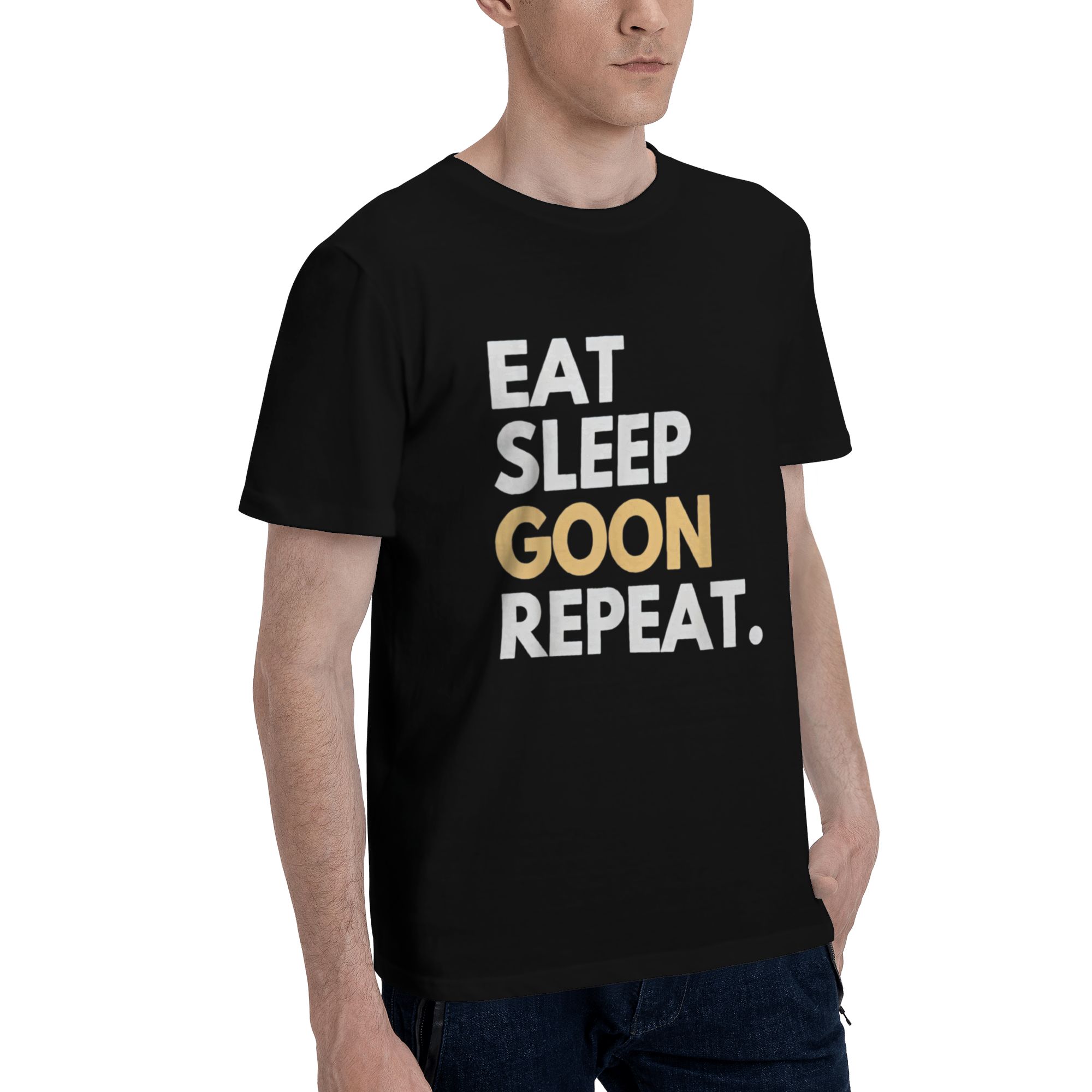Gooner Eat Sleep Goon Repeat T-Shirt  Humorous Slogan Casual Apparel