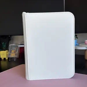 Auri Whiteout 4 Pocket TCG Card Binder White Smooth Zipper Closure High-Quality Card Pages Compact Lightweight Sleek Design for Pokémon One Piece Sports Cards Holds 160 Cards PVC-free Acid-free Pages