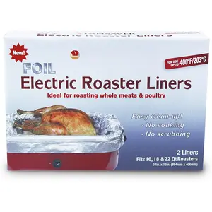 45950 Foil Electric Roaster Liner Pack of 4 - Fits 16-22 Qt Roasters - up to 400 Degrees