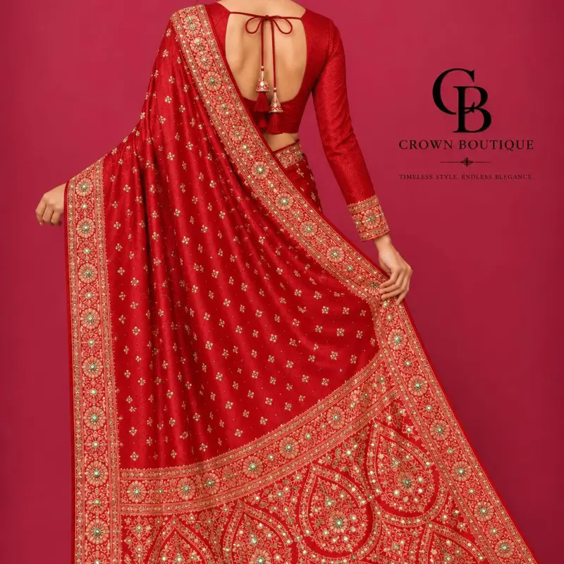 Women's Traditional Khaddi Silk Saree - Very Soft Fabric Dress with Stone and Zarrai Work, Clothes for Women, Ethnic Costumes & Accessories