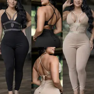 B43-21 Elegant White Colombian Lace-Up Jumpsuit  – Premium Sculpting Fabric