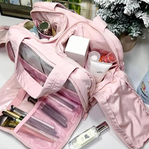 Large-capacity home makeup bag,Multi-Compartment Toiletry Bag portable makeup suitcase, cosmetic bag organizer box, portable storage bag, skincare product storage organizer bag with multiple layers of compartments, mother'sdaygift
