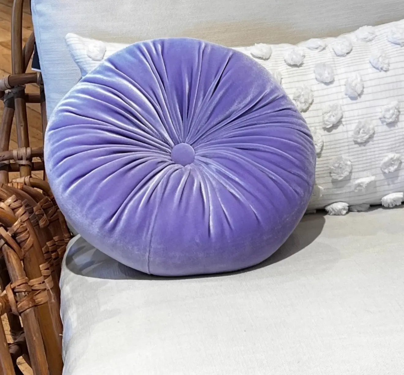 Round Velvet Pillow - 18 Inches in Diameter, Light Purple, Plush Home Decor Accent with Aesthetic Appeal, Gift-Worthy Stylish Versatility