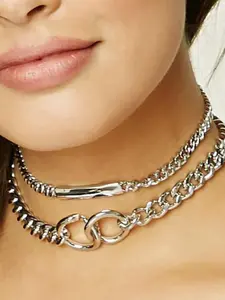 Cross-Border Accessories, European and American Style Double Layer Choker Necklace, Hip-Hop Chain Necklace, Short Punk Collar Chain