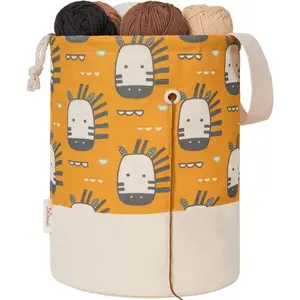 Yarn Bag, Small Crochet Bag Organizer, Drawstring Yarn Storage Knitting Bags, Portable Mini Yarn Holder for Crocheting Project, Store Skein Ball,  Accessories (Giraffe Yellow, Large)