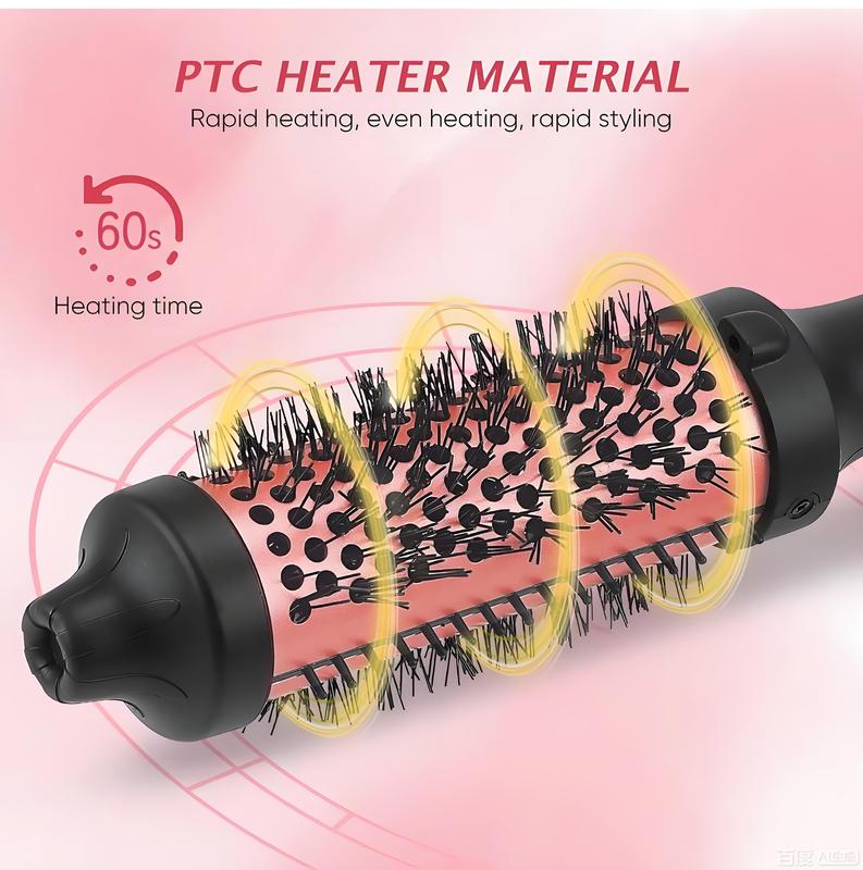 Professional 3-in-1 Ionic Ceramic Hair Curler/Straightener – Heated Styling Brush with Anti-Scald Nylon Bristles, 38mm, Fast Heating   for Salon-Quality Results. Electric Curl Wand for All Hair Types, Ideal as a Curling Iron Alternative.