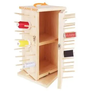 Fully Rotating Wooden Thread Rack/Thread Holder Organizer with Inner Storage Compartments for Sewing, Quilting, Embroidery, Hair-braiding and Jewelry DIY Machine Embroidery for Beginners Thread Storage - New brothread