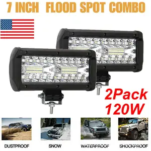 SJPACK 2 Pack of 7 Inch LED Work Light Bar Flood Spot Combo Pod Offroad Fog Driving ATV Truck