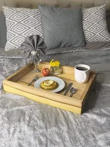 Handmade Wooden Serving Tray Rustic Wooden Tray for Breakfast in Bed Hosting Guests Display Décor 20x12x1.25 Inches Food Safe Finish Personalization Available