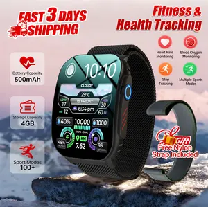 2026 Adventure Style Smartwatch, 2.04 Inch Touch Screen, 4GB Storage, 500mAh Battery, Fitness Tracker Wearable for Daily & Outdoor Use, iOS & Android