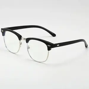 Unisex Stylish Square Frame Anti Blue Glasses - Black Metal Frames Blue Light Blocking Computer Eyeglasses for Office & Daily Wear