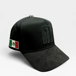 Gorra M de Mexico Estilo diamantada en Alta Calidad y Ajustable visera de gamuza- Letter M Rhinestone Edition Style SnapBack Hatee suede visor