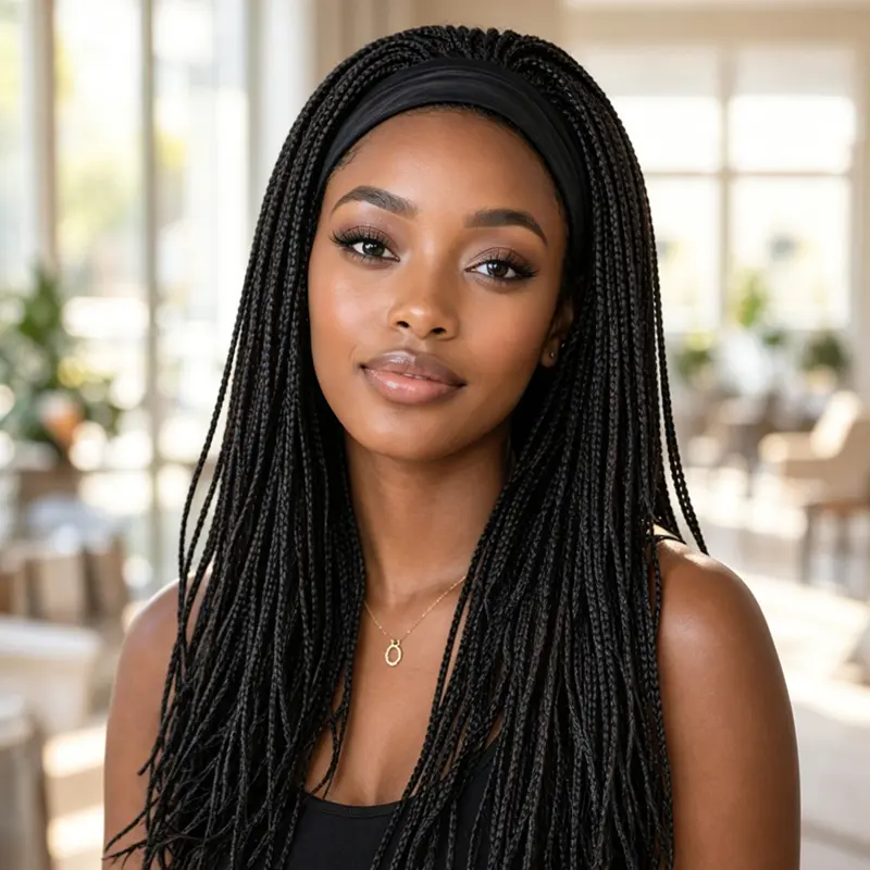 ZIHAN African American Women's Natural Looking Straight Braid Wig - Heat-Resistant Synthetic Hair, Glueless Rose Net Breathable Cap, Adjustable Strap, Dreadlock Cornrow Design, Default Style for Daily Work, Party