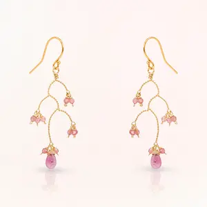 Pink Sapphire Branch Earrings