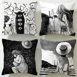 drama manga Goodnight Punpun Cushion Cover Ultra-Soft Reversible Plush Pillow Cover | Double-sided fluffy comfort for car, sofa, bedroom | Skin-friendly fabric | Easy clean & maintain | Stylish home decor | Perfect gift for family & friends