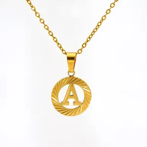 A-Z alphabet necklace, hollow-out uppercase letter pendant, stylish and trendy adult accessory