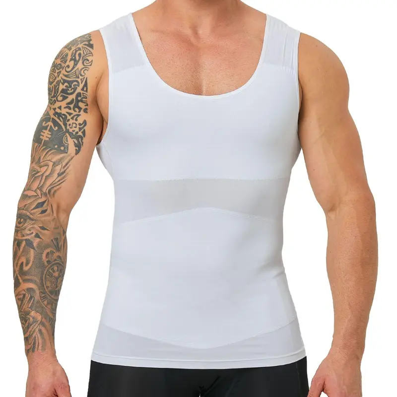 1/2 Pcs Men's Solid Color Sheer Compression Shapewear Tank Top, Breathable Shapewear Top, High Stretch Tummy Control Shaper, Shapewear Top for Men, Shapewear Garment, Shapewear Vest, Shapewear Clothes