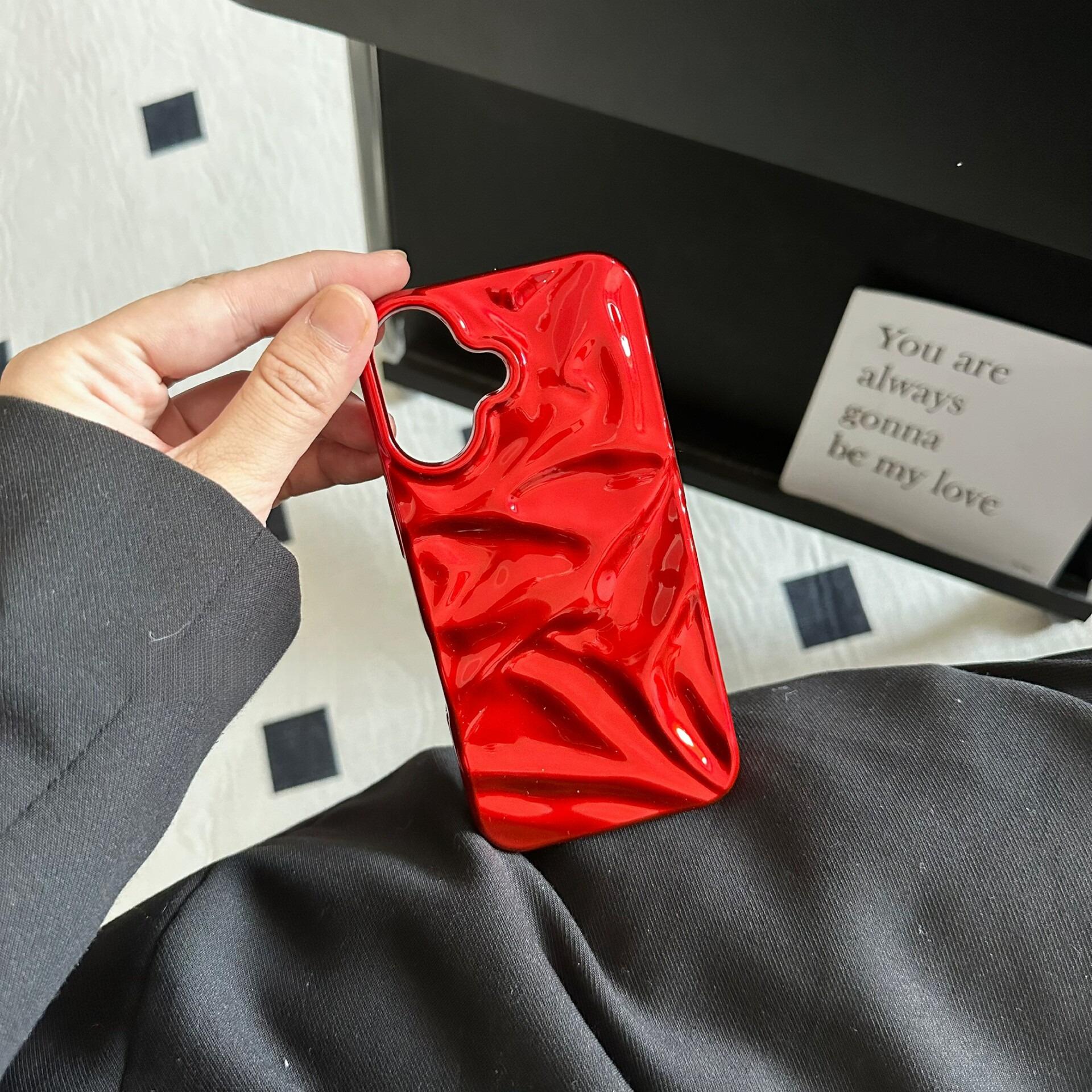 (Case & Nova.) 3D Wavy Ripple Glossy Phone Case, Compatible with iPhone 17 Pro Max, 16, 15, 14, 13, Luxury Shockproof Protective Cover junk