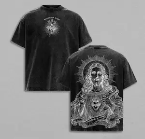 valentine shirts Sacred Heart Jesus Shirt / Sweatshirt / Hoodies Vintage Washed Oversized Tee | Christian Streetwear Heavy Cotton T-Shirt | Thy Kingdom Come Front & Jesus Art Back | Faith Inspired Gift Christmas Outfit