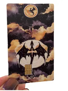 Moonlit Dragon Silhouette Credit/Debit Card Skin - Fantasy Night Sky Dragon Rider Graphic Decal, Sticker Anime, Customizable Stickers, Card Cover
