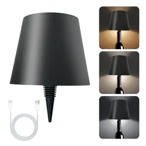 Wireless Bottle Lamp, Rechargeable LED Wine Bottle Light with 3 Color Temperatures (3000K-6000K), IP54 Waterproof Mini Decorative Lamp for Home Bar, Party, Bedroom, Black