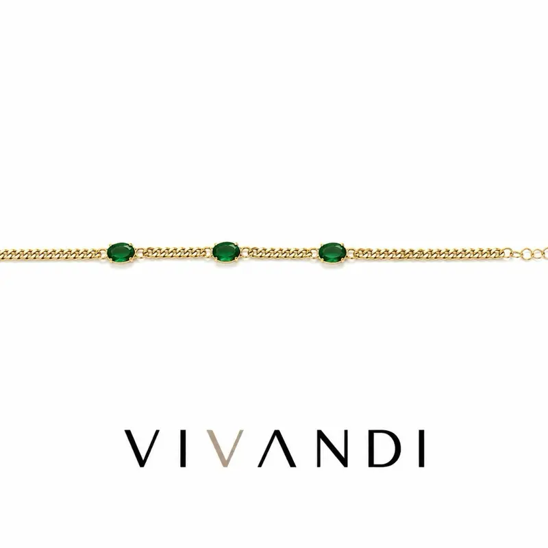 Vivandi Green Stone Station Bracelet