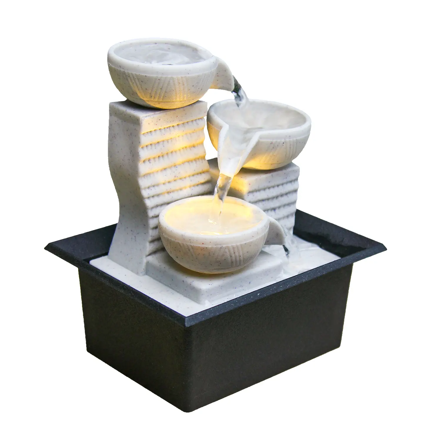 Tabletop Rockery Water Fountain - Plastic Traditional Feng Shui Zen Garden Ornament with USB Plug, ABS Material, Air Humidifying Effects, 13x16x19 cm Home Supplies, Interior Decoration Accessories, Pet-Safe Home Decor Craft Gift